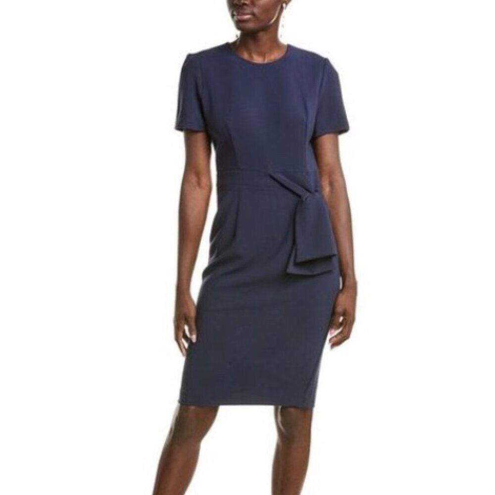 Black Halo Harbor Sheath Dress Pacific Blue Luxury Bow Fitted Size 0 Womens NWT